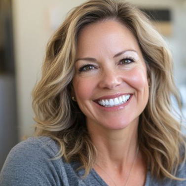 Portrait of smiling middle-aged woman with beautiful teeth