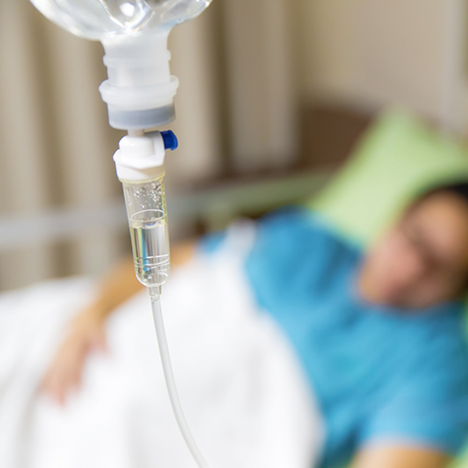 Pulled back shot of drip used for IV sedation