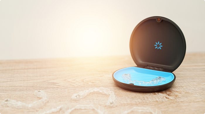 Case holding Invisalign clear aligner in Lancaster